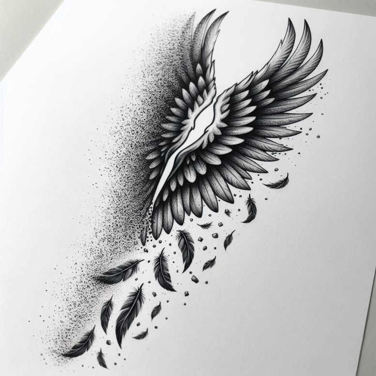 wings tattoo design ideas rich shading air tattoo shows strength