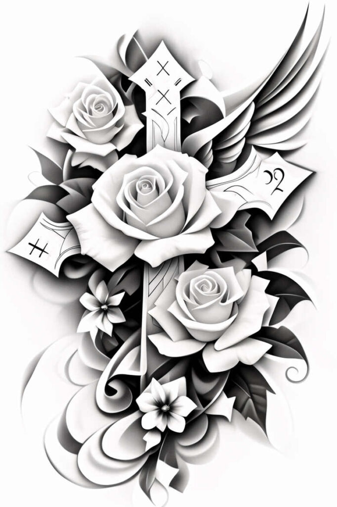 wings tattoo design ideas textured shading airborne motion for lower thigh