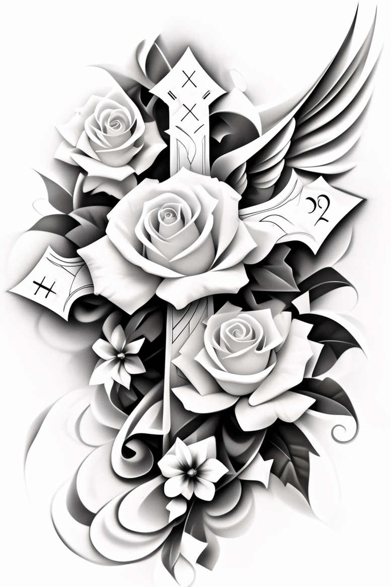 wings tattoo design ideas textured shading airborne motion for lower thigh