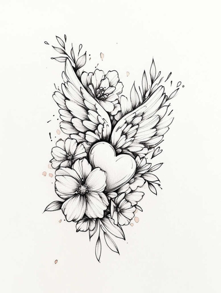 wings tattoo design ideas Surrealism hallucinatory airborne motion for side torso