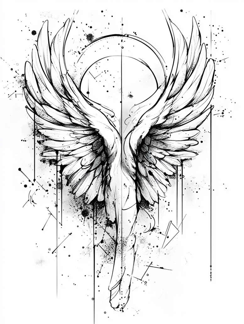 wings tattoo design ideas Realism transparent layer angelic grace embodying determination