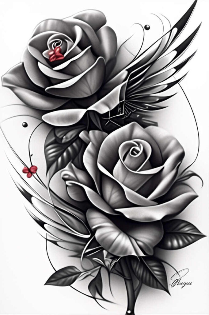 wings tattoo design ideas 3D-rendered celestial glide for back of neck