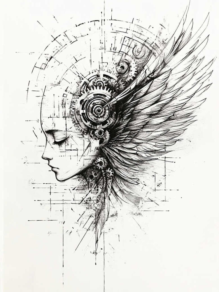 wings tattoo design ideas Surrealism illusionary celestial glide for lower back