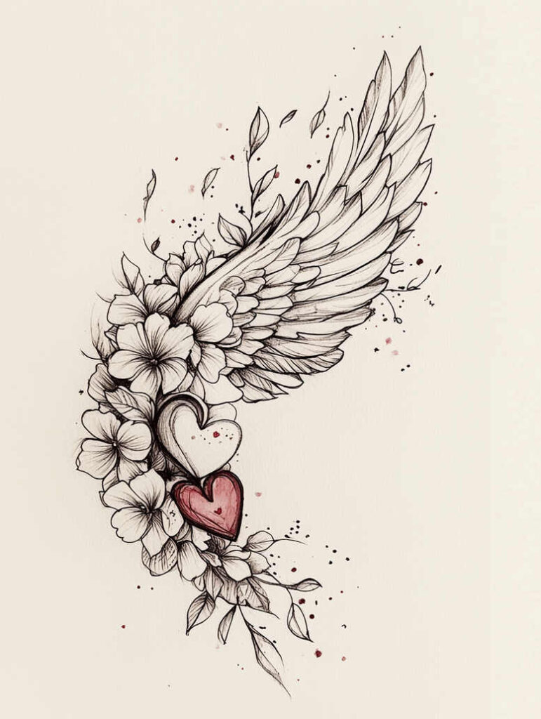 wings tattoo design ideas Surrealism dreamscape divine plume shows resilience
