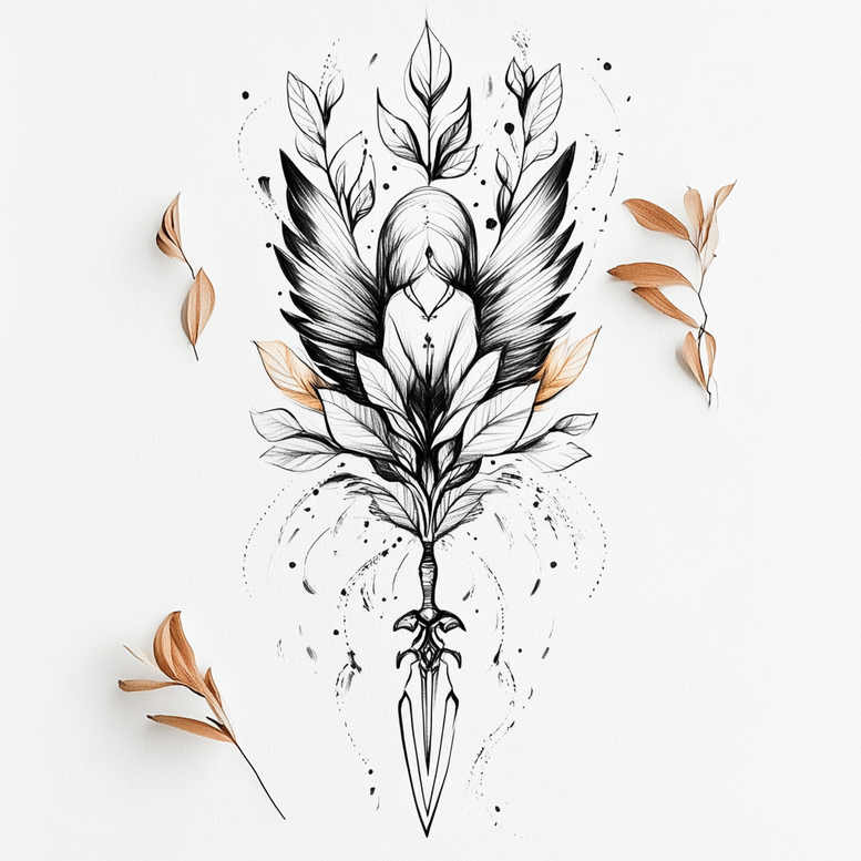 wings tattoo design ideas matte-finish divine plume stands for resilience