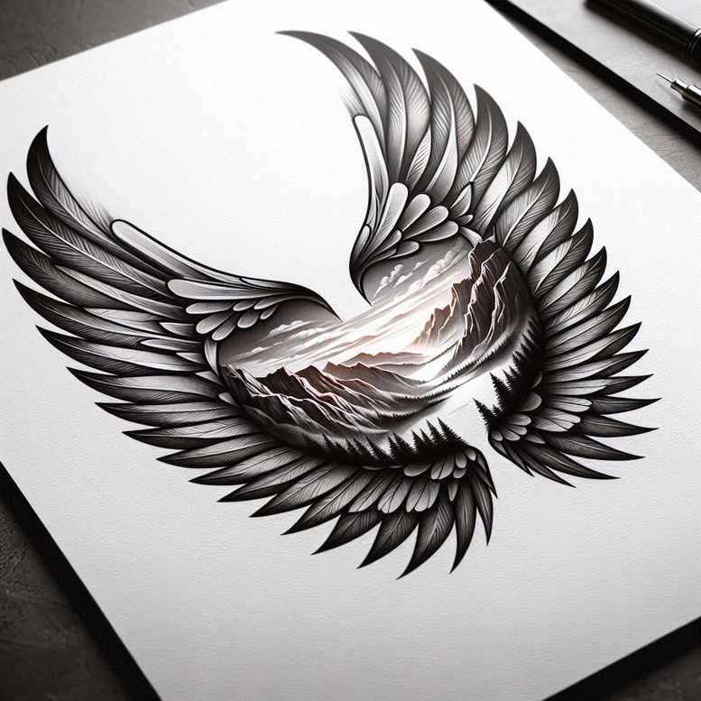 wings tattoo design ideas Realism living skin feathered lift shows endurance