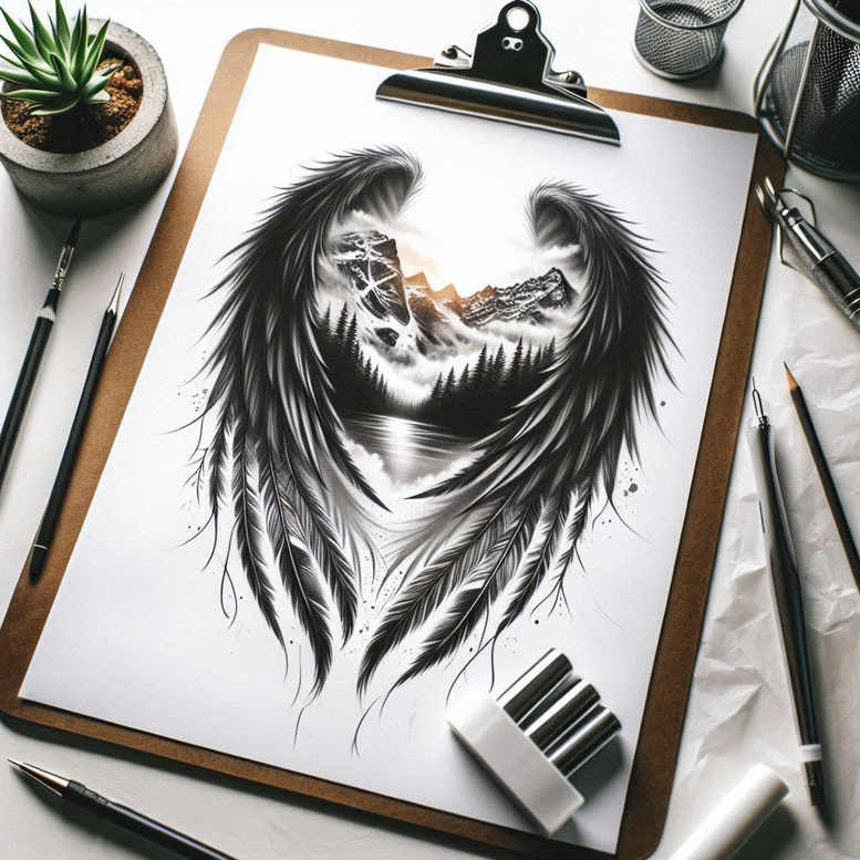 wings tattoo design ideas modern classic floating spirit determination and power