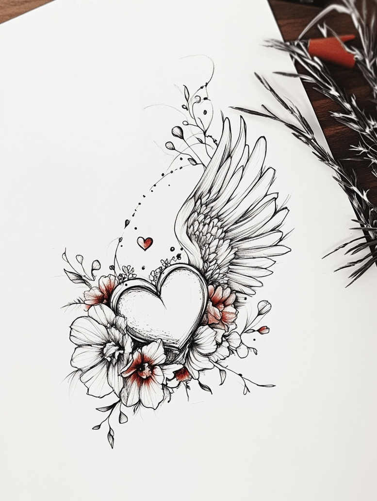 wings tattoo design ideas Neotraditional dynamic color floating spirit for back
