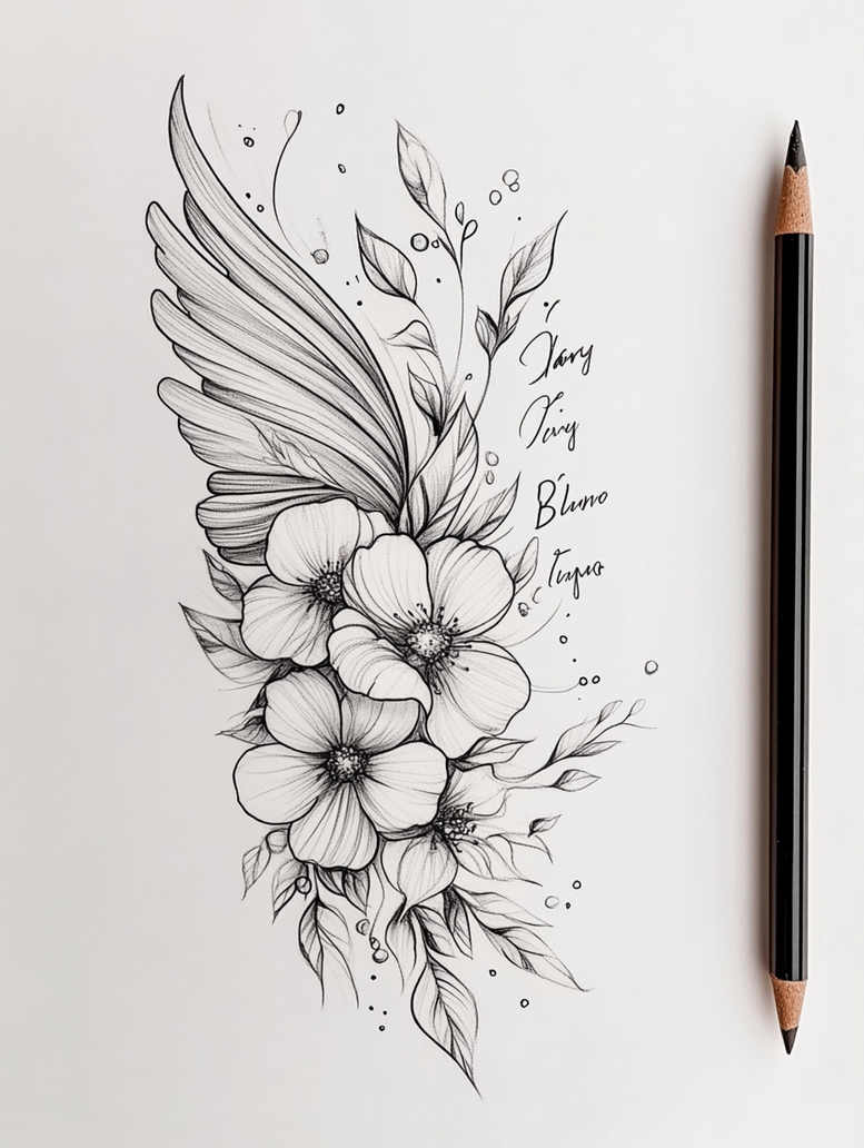 wings tattoo design ideas Realism clean background graceful curve for nape
