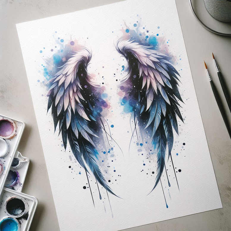 wings tattoo design ideas Surrealism distorted reality light trace embodying determination