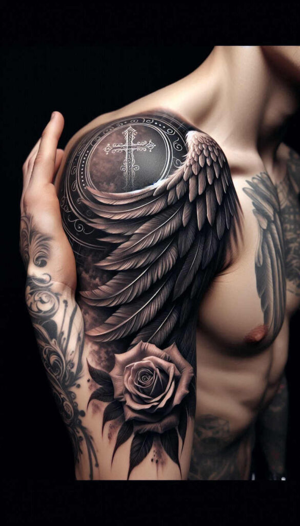 wings tattoo design ideas refined detail soaring linework for back shoulder