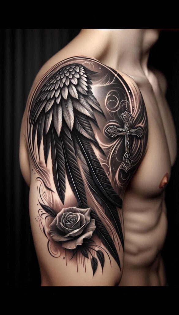 wings tattoo design ideas Surrealism morphic transformation soft span for elbow