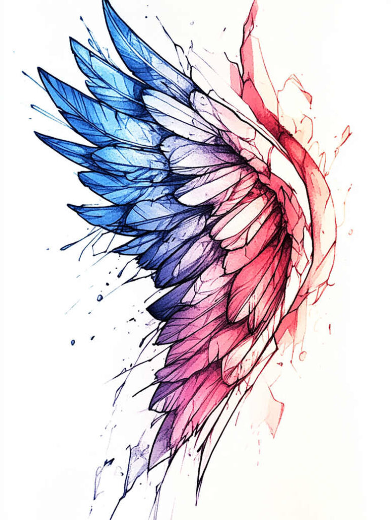 wings tattoo design ideas Realism detail accuracy wind motion for upper arm