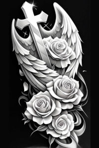 transcendence-motif-wings-tattoo – tattoo design ideas free ai generated – neotraditional-bold-motifs – for-temple – Gallery: wings-inkby-ai