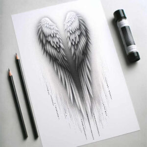 transcendence-motif-wings-tattoo – tattoo design ideas free ai generated – neotraditional-fine-detail – for-ankle – Gallery: wings-inkby-ai