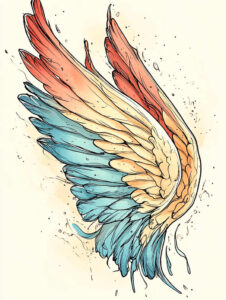 transcendence-motif-wings-tattoo – tattoo design ideas free ai generated – realism-light-reflections – for-collarbone – Gallery: wings-inkby-ai