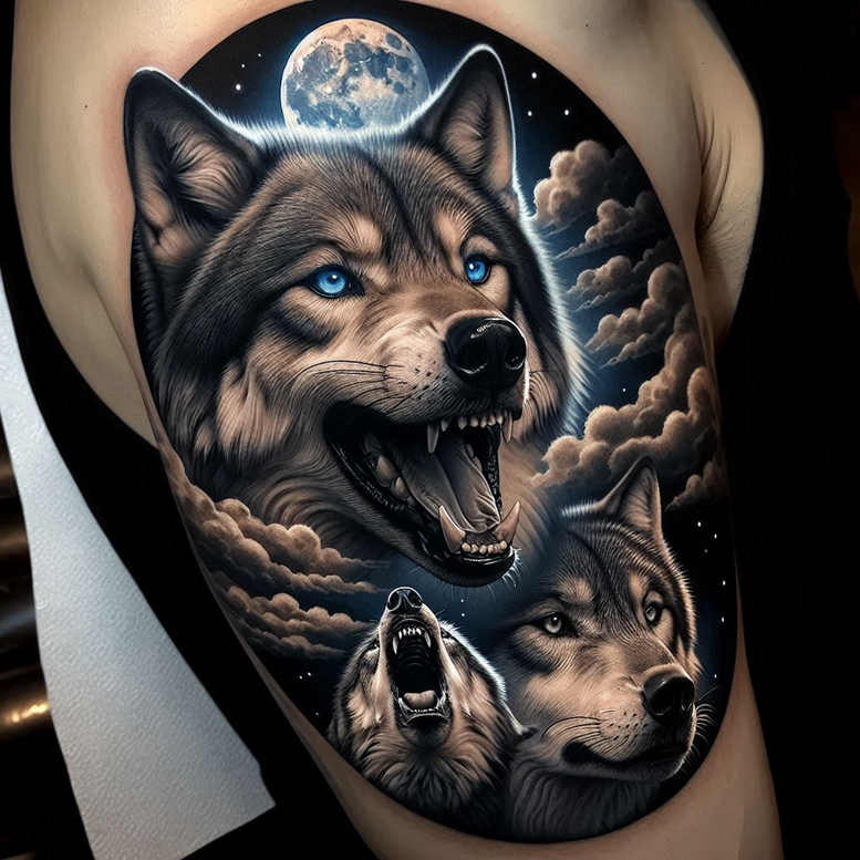 3d-wolf-tattoo – tattoo design ideas free ai generated – realism-form-fidelity – for-inner-arm – Gallery: wolves-inkby-ai
