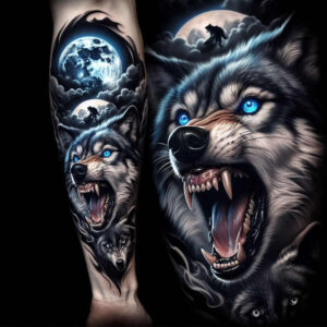 energy-motif-wolf-tattoo – tattoo design ideas free ai generated – realism-realistic-movement – for-hip – Gallery: wolves-inkby-ai