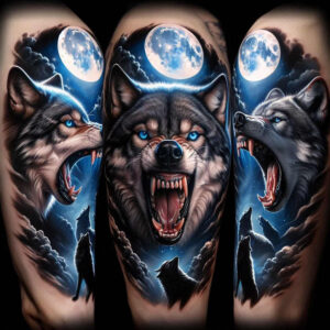 energy-wolf-tattoo – tattoo design ideas free ai generated – realism-lifelike – for-ankle – Gallery: wolves-inkby-ai