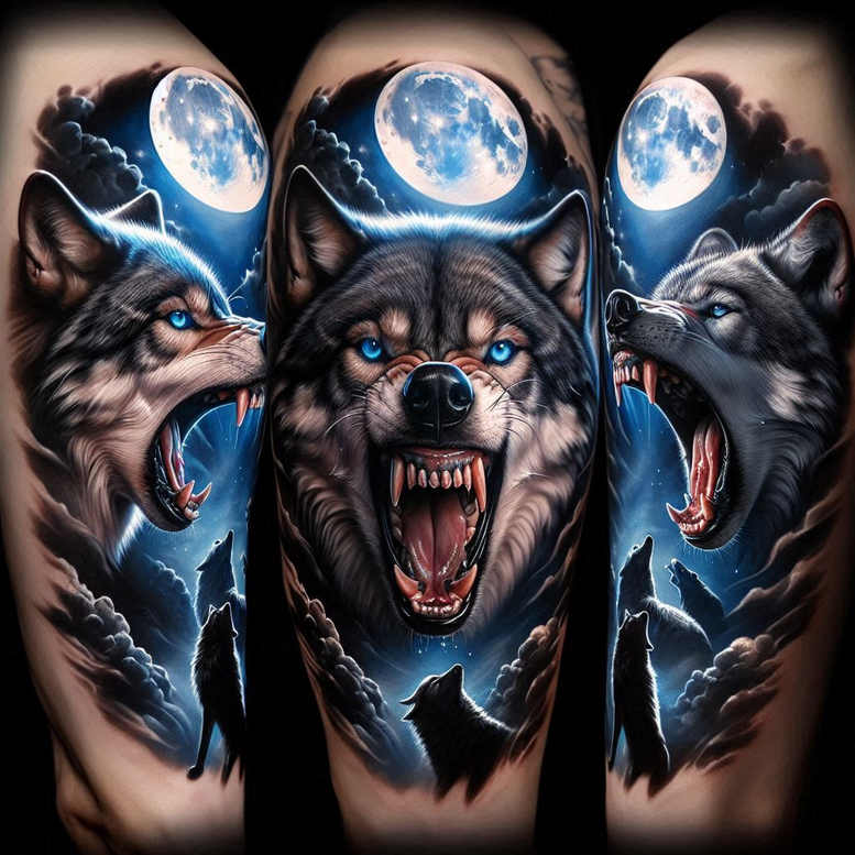 energy-wolf-tattoo – tattoo design ideas free ai generated – realism-lifelike – for-ankle – Gallery: wolves-inkby-ai