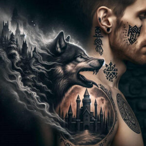 freedom-symbol-wolf-tattoo – tattoo design ideas free ai generated – realism-emotional-depth – for-neck – Gallery: wolves-inkby-ai