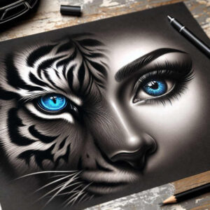 mystery-motif-wolf-tattoo – tattoo design ideas free ai generated – neotraditional-bold-texture – for-thigh – Gallery: wolves-inkby-ai