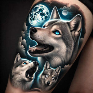 natural-look-wolf-tattoo – tattoo design ideas free ai generated – surrealism-morphic-transformation – for-back – Gallery: wolves-inkby-ai