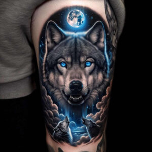 ornament-wolf-tattoo – tattoo design ideas free ai generated – neotraditional-modern-classic – for-upper-chest – Gallery: wolves-inkby-ai