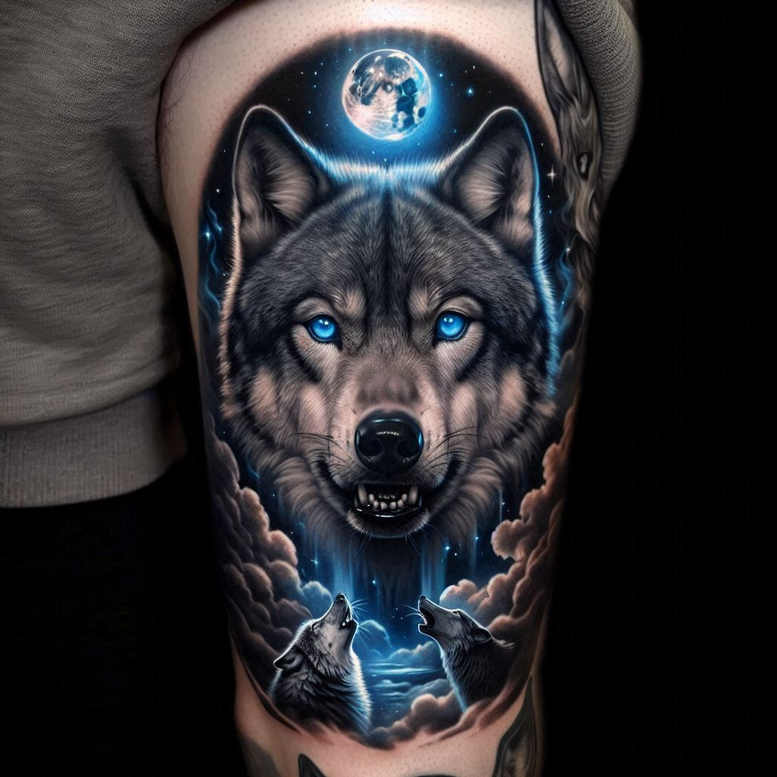 ornament-wolf-tattoo – tattoo design ideas free ai generated – neotraditional-modern-classic – for-upper-chest – Gallery: wolves-inkby-ai