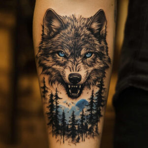ornament-wolf-tattoo – tattoo design ideas free ai generated – surrealism-melting-forms – for-back – Gallery: wolves-inkby-ai