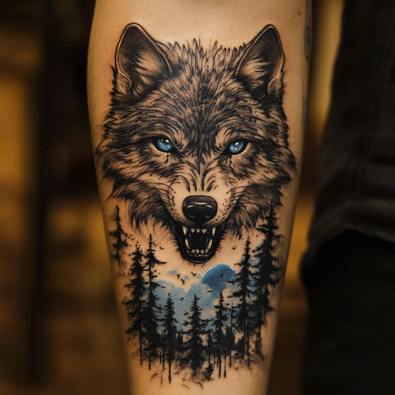 ornament-wolf-tattoo – tattoo design ideas free ai generated – surrealism-melting-forms – for-back – Gallery: wolves-inkby-ai