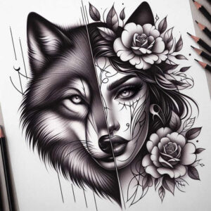 ornamental-detail-wolf-tattoo – tattoo design ideas free ai generated – surrealism-fluid-motion – for-wrist-side – Gallery: wolves-inkby-ai
