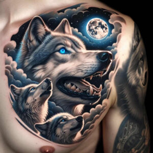 protection-motif-wolf-tattoo – tattoo design ideas free ai generated – neotraditional-classic-shading – for-ankle – Gallery: wolves-inkby-ai