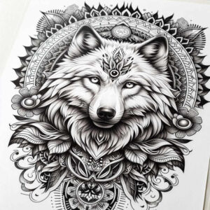 strength-symbol-wolf-tattoo – tattoo design ideas free ai generated – neotraditional-bold-texture – for-ankle – Gallery: wolves-inkby-ai