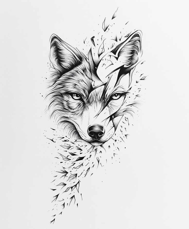 strength-symbol-wolf-tattoo – tattoo design ideas free ai generated – surrealism-esoteric-symbolism – for-ribs – Gallery: wolves-inkby-ai