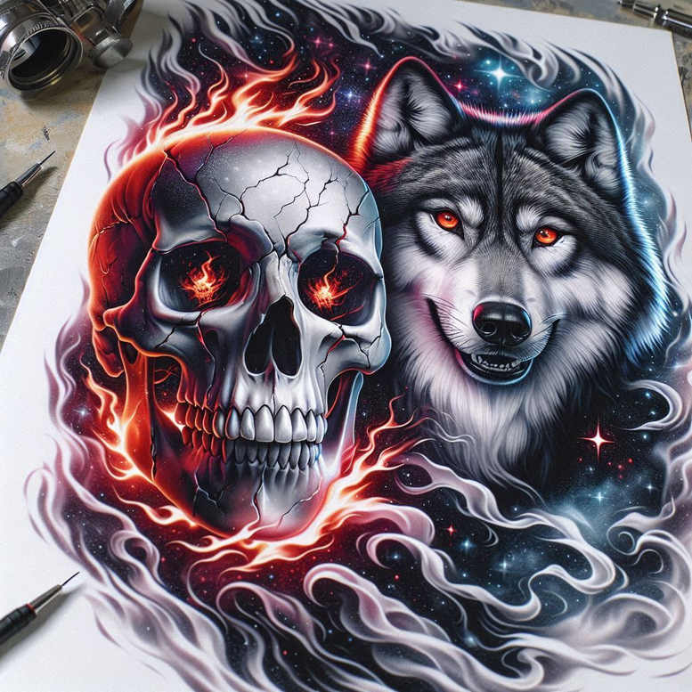 symbolic-meaning-wolf-tattoo – tattoo design ideas free ai generated – neotraditional-refined-lines – for-chest – Gallery: wolves-inkby-ai