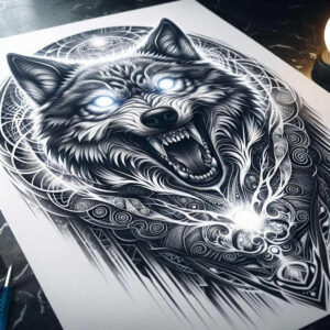 symbolic-meaning-wolf-tattoo – tattoo design ideas free ai generated – surrealism-unreal – for-heel – Gallery: wolves-inkby-ai