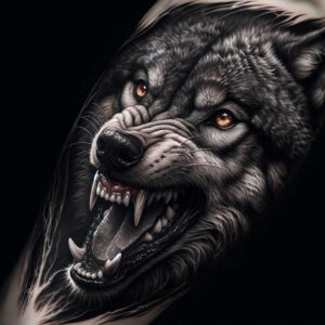 symbolic-wolf-tattoo – tattoo design ideas free ai generated – realism-micro-realism – for-sternum – Gallery: wolves-inkby-ai