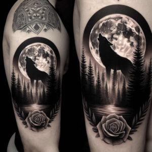 wolves tattoo design ideas Surrealism bizarre alpha energy for foot