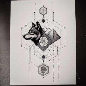 wolves tattoo design ideas Realism contrast play alpha energy for lower back