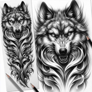 wolves tattoo design ideas classic shading cold gaze for heel