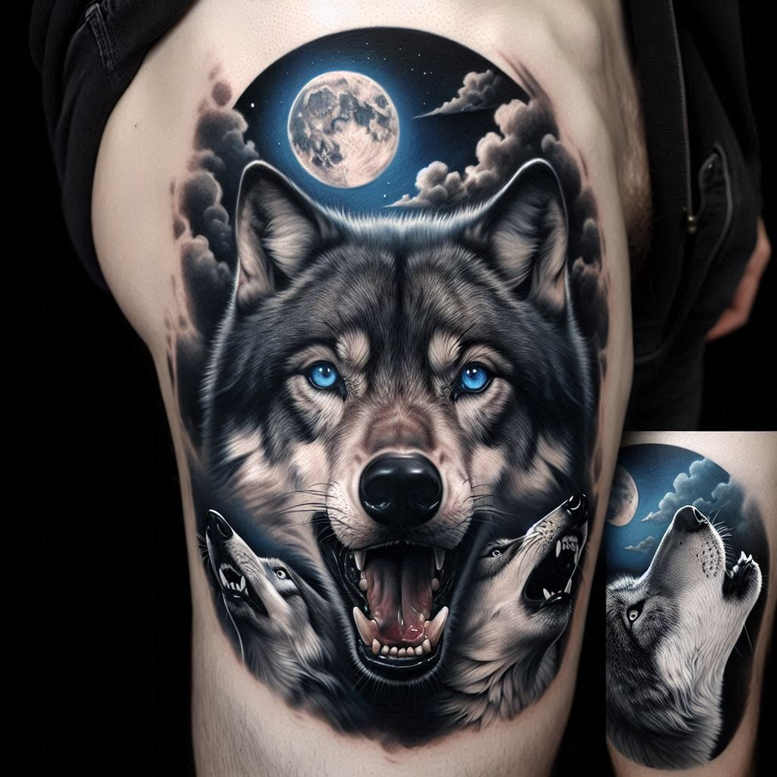 wolves tattoo design ideas Surrealism vibrant contrasts deep forest mark symbol of strength