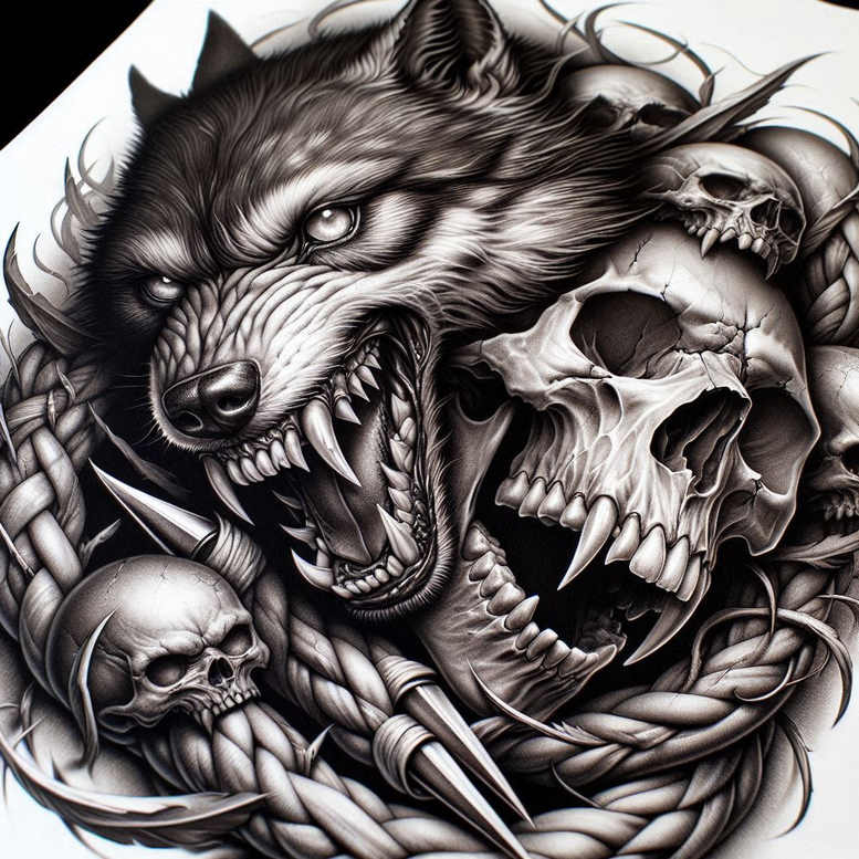 wolves tattoo design ideas Surrealism symbolic fang bearer meaning determination
