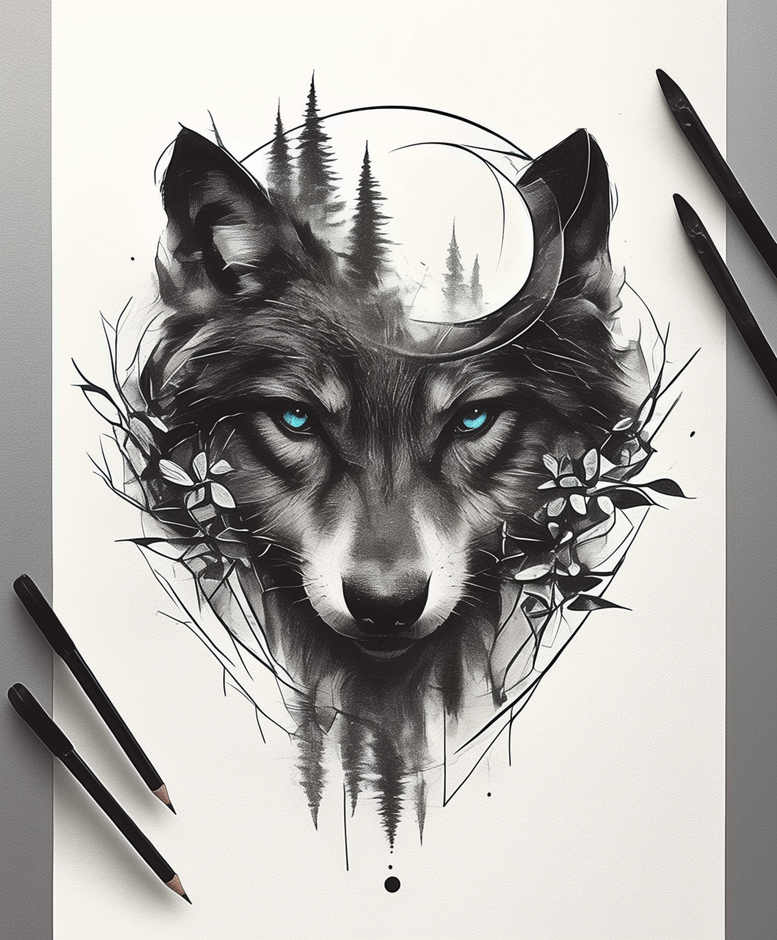 wolves tattoo design ideas gradient fills feral echo represents courage