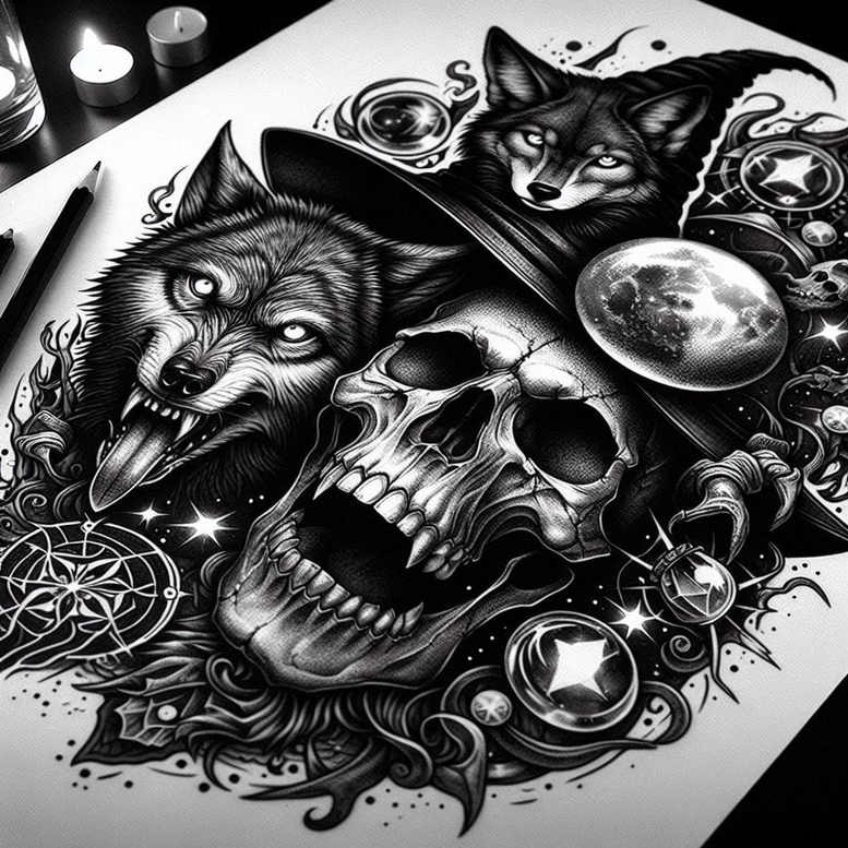 wolves tattoo design ideas Realism dynamic shadows feral echo stands for strength