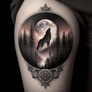 wolves tattoo design ideas Surrealism distorted reality forest spirit for foot