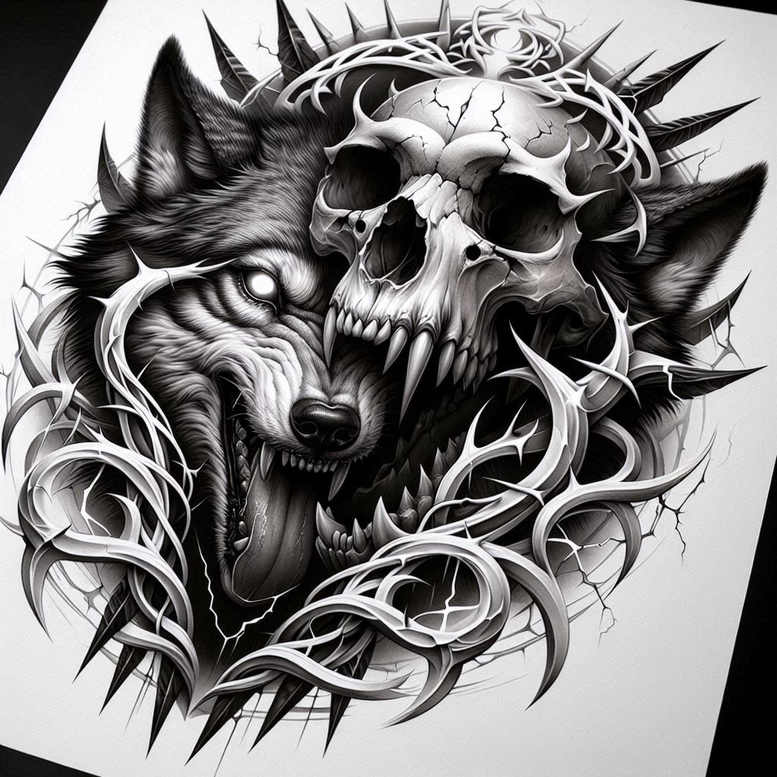 wolves tattoo design ideas Realism digital realism forest spirit represents resilience