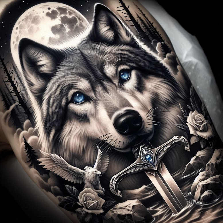 wolves tattoo design ideas monochrome forest spirit shows courage
