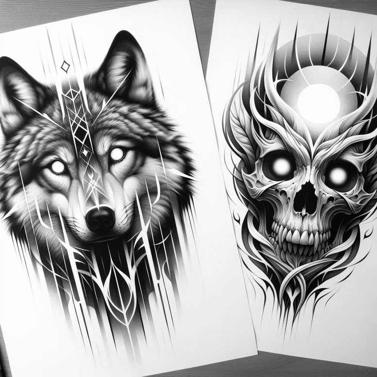wolves tattoo design ideas artistic shading hunting presence for side