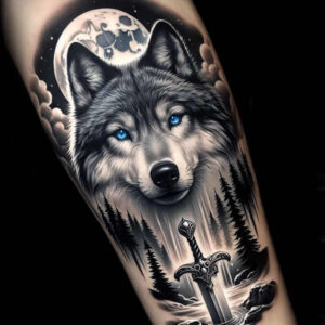 wolves tattoo design ideas Realism depth of field lone hunter for heel